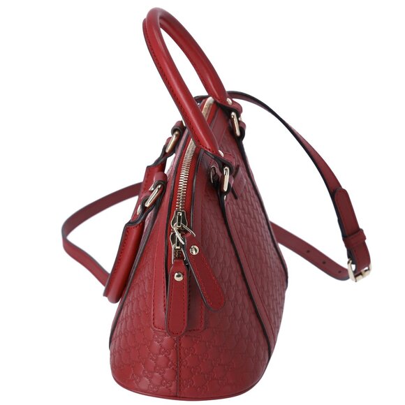 GUCCI Guccissima Micro GG Small Dome Handbag 449654 Red Leather - Picture 4 of 9